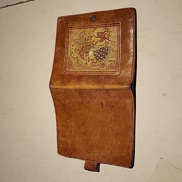 ECHT O PRYM Hand Tooled Leather Bi Fold Wallet Rich Brown Tone. Vintage - Picture 1 of 8